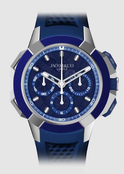 Review Jacob & Co epic x chrono 44mm tri-compax Blue EC440.20.AA.AA.A Replica watch